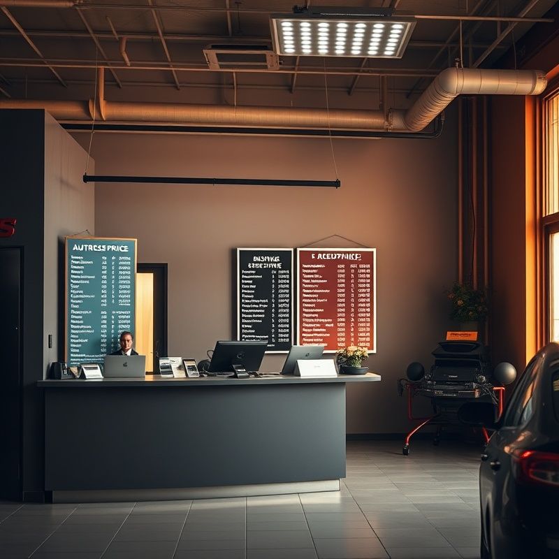 Recepție service Orbittnova cu listă de prețuri afișată
